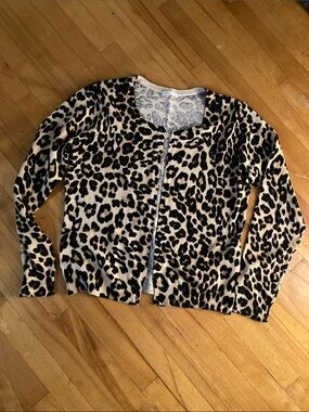 H&M Leopard Print Cardigan in Cream and Black